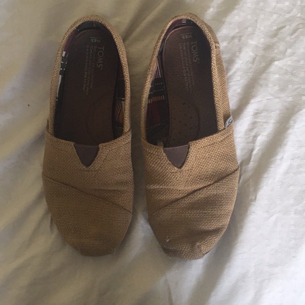 TOMS Brown burlap slip on shoe